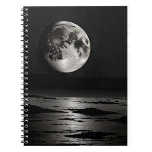 Notebook with Lunar Reflection Design – B & W