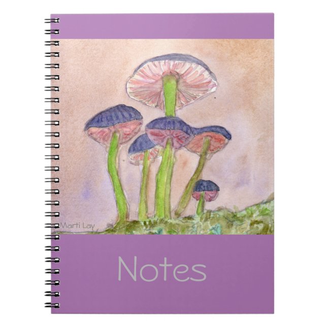 Notebook with Magical Pastel Mushrooms (Front)