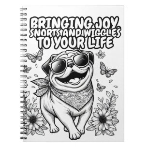 Notebook with pug bringing joy to your life