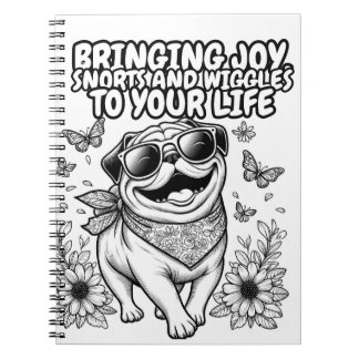 Notebook with pug bringing joy to your life