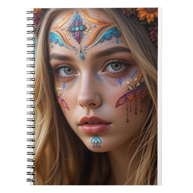 Notebook with the face of a beautiful bohemian gir (Front)