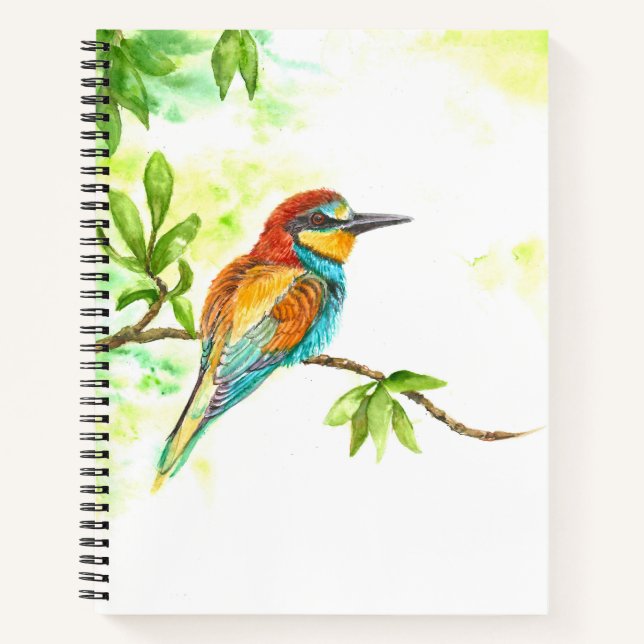 Notebook with Watercolor European Bee-eater (Front)