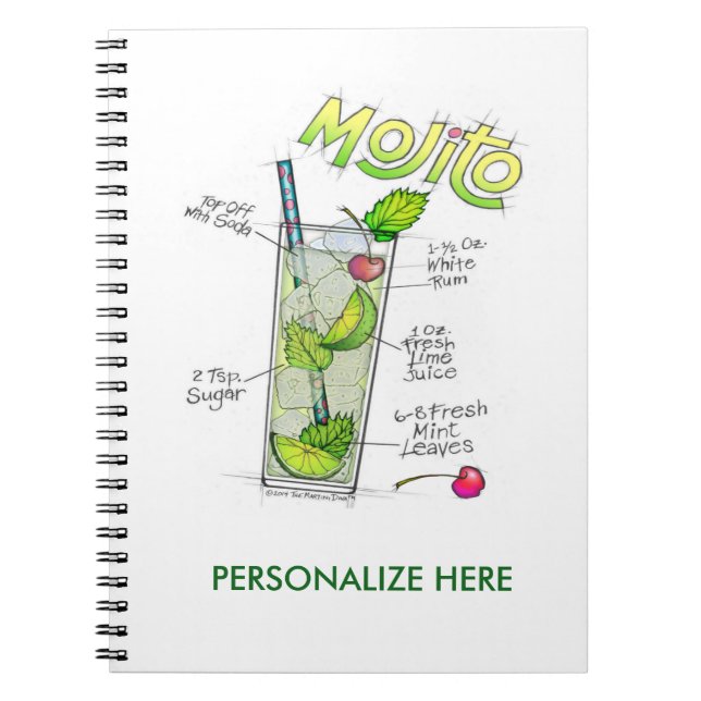 NOTEBOOKS - MOJITO RECIPE COCKTAIL ART (Front)