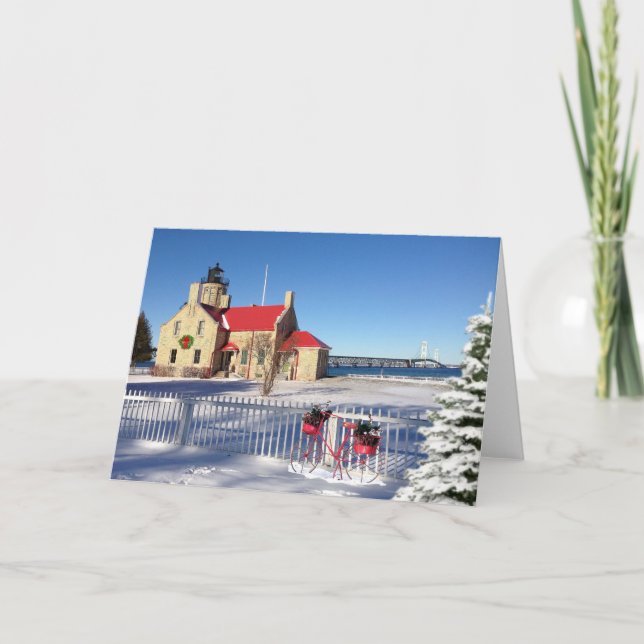 Notecard Christmas Old Mackinac Point Lighthouse (Front)