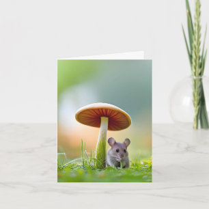 Notecard Mouse Under A Mushroom