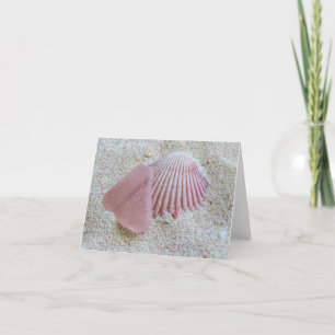 Notecard - Pink Sea Glass and Seashell
