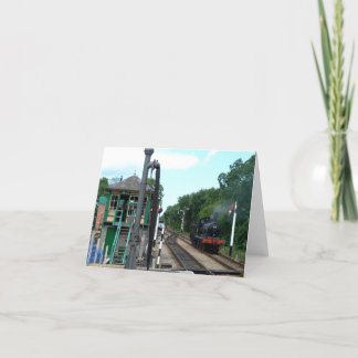 Notecard: Steam Train and Signal Box Card