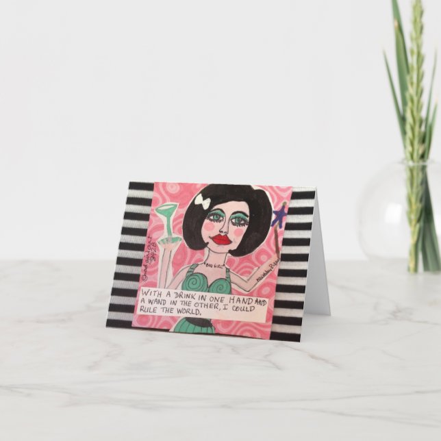 NOTECARD-WITH A DRINK IN ONE HAND CARD (Front)