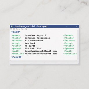 Notepad Coder Format Computer Scientist Programmer Business Card