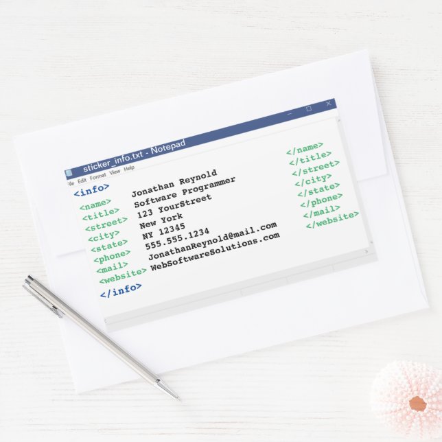 Notepad Coder Format Computer Scientist Programmer Sticker (Envelope)