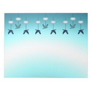 Notepad, Cute Spring Bluebirds & Clouds Notepad