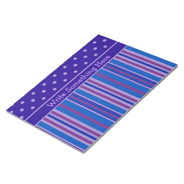 Notepad or Jotter: Personalize Stripes, Polkas (Angled)
