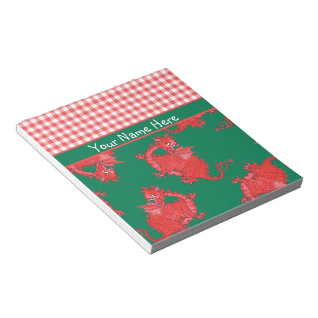 Notepad or Jotter to Personalize: Cute Red Dragons (Angled)