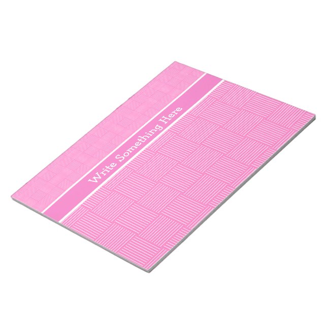 Notepad or Jotter to Personalize: Pink White (Angled)