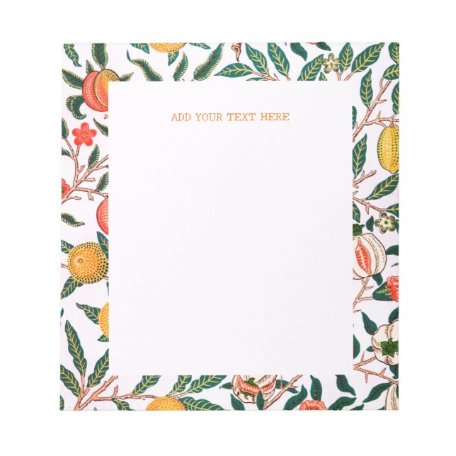 NOTEPAD : WILLIAM MORRIS : POMEGRANATES (Front)