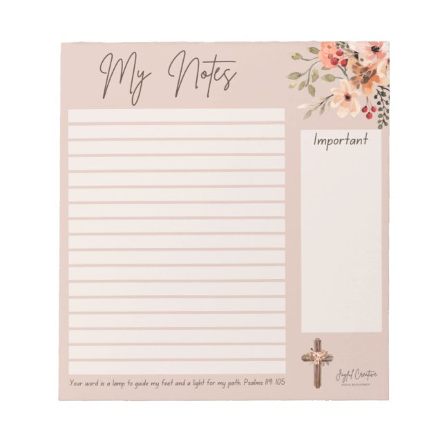 Notepad with Floral Design and Scripture (Front)