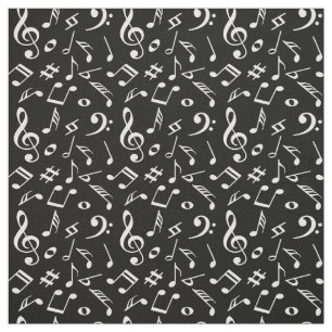 Notes black and white.Musical Modern. Lettering Fabric