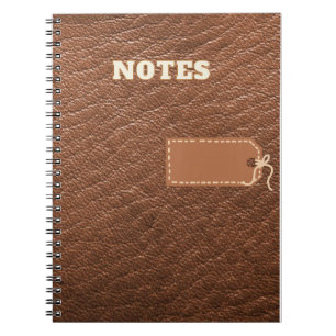notes, brown leather fake style  notebook