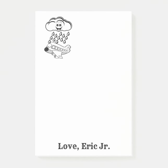 Notes Clouds Airplane Colouring Post it Note (Front)