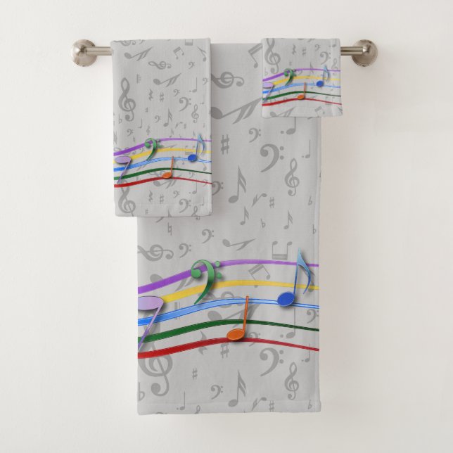 Notes d'arc-en-ciel sur le motif gris de notes de (En situation)