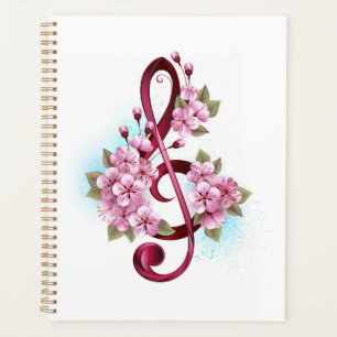 Notes de clef musicale en treble avec des fleurs S