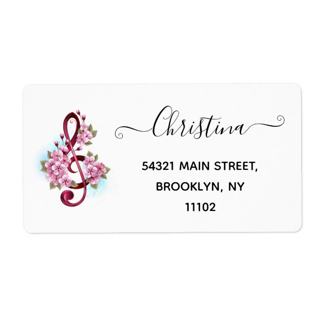 Notes de clef musicale en treble avec des fleurs S (Devant)