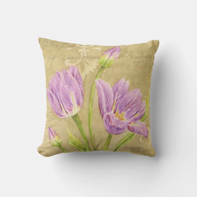 Notes de jardin de Tulipes pourpres coussins (Recto)
