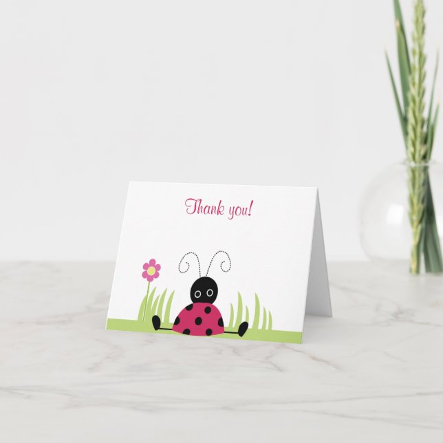 Notes de Merci pliées petite par coccinelle (Devant)