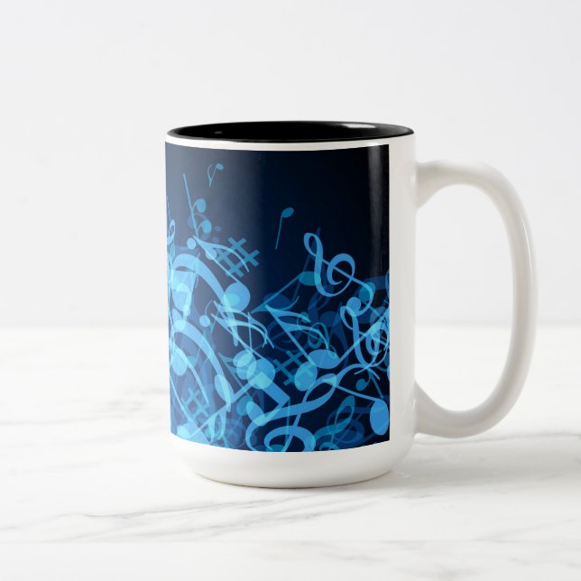 Notes de musique Blue Glow Motif Café Mug (Droit)