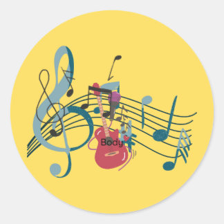 Notes de musique colorées Autocollant de guitare e