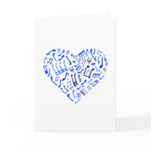 Notes de musique en forme de coeur bleu Carte de v