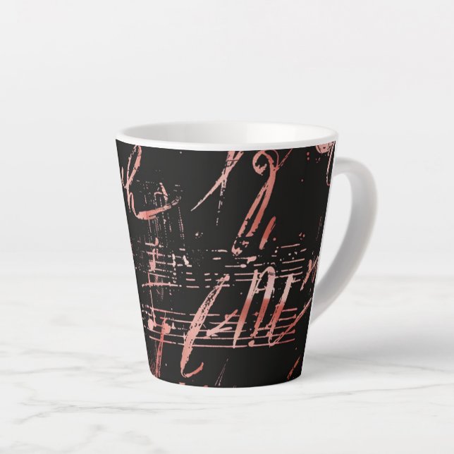 Notes de musique en or Rose Petite Mug en latte cé (Angle droit)