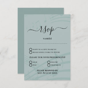 Notes de musique en verre de mer Mariage carte RSV