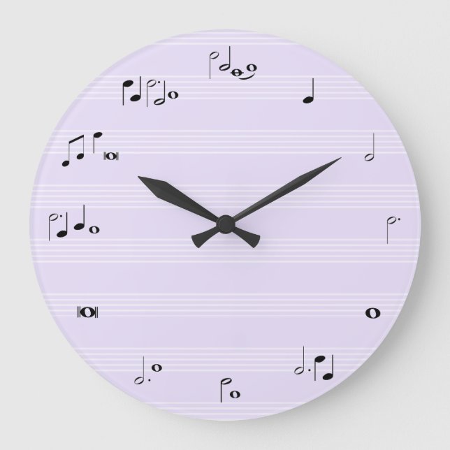 Notes de musique horloge temps - lilas violet (Recto)