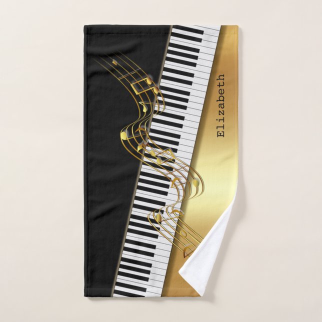 Notes de musique moderne Black Gold, Touches de pi (Serviette à main)