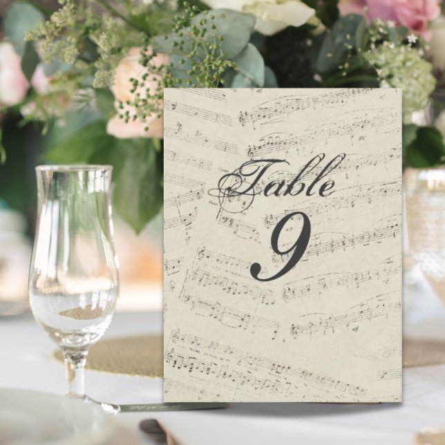 Notes de musique moderne Numéros de table du Maria (Modern Music notes Music Wedding table numbers)