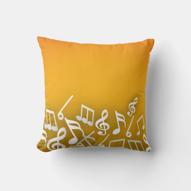 Notes de musique noir et blanc Oreiller décoratif (Recto)