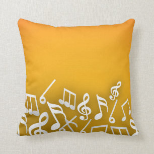 Notes de musique noir et blanc Oreiller décoratif