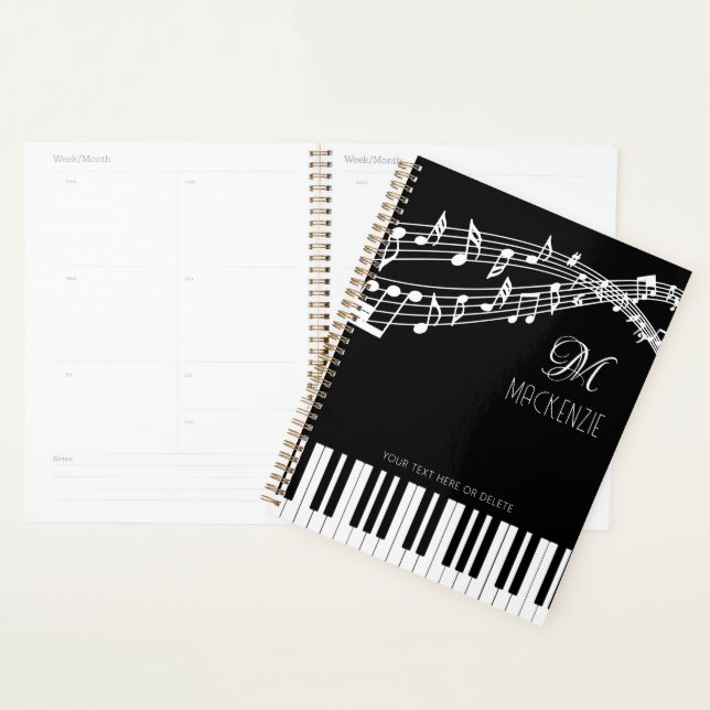 Notes de musique Piano Monogramme Nom (Devant avec enveloppe)