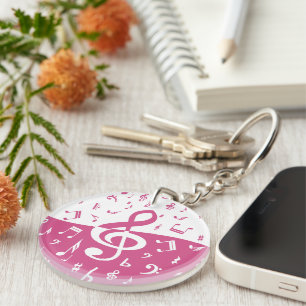 Notes de musique Treble Clef Wave en rose et blanc