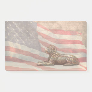 Notes de post-it de chien de drapeau américain