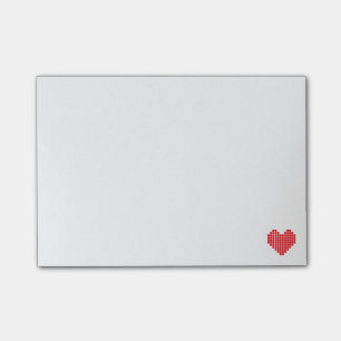 Notes de post-it de coeur de pixel