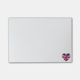 Notes de post-it de coeur d'Union Jack