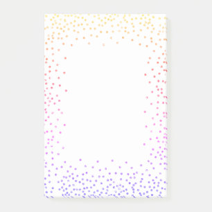 Notes de post-it de confettis d'arc-en-ciel