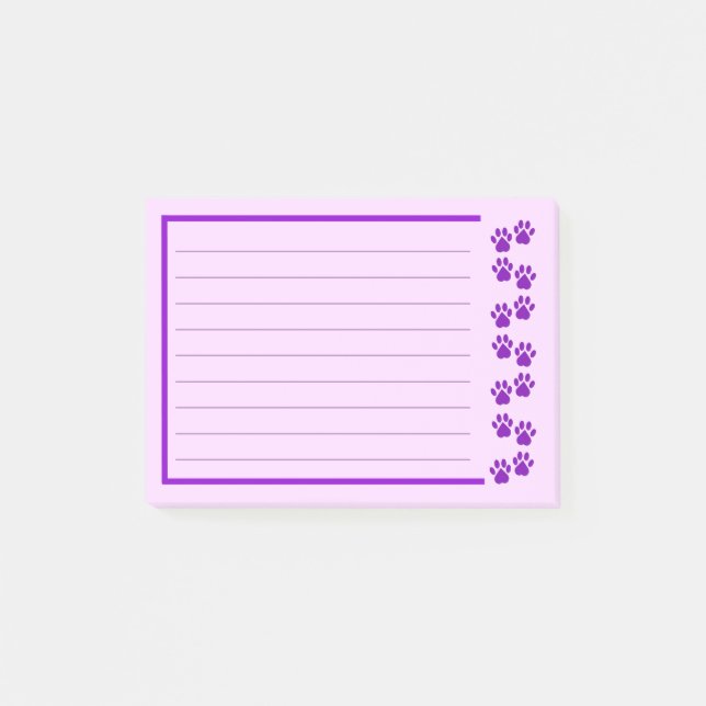 Notes de post-it Empreinte de patte violet (Devant)