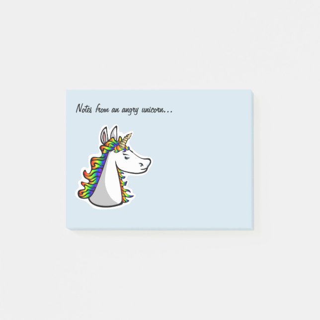 Notes de post-it fâchées de licorne (Devant)