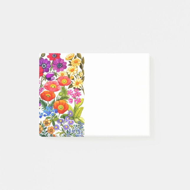 Notes de post-it florales de jardin d'aquarelle (Devant)