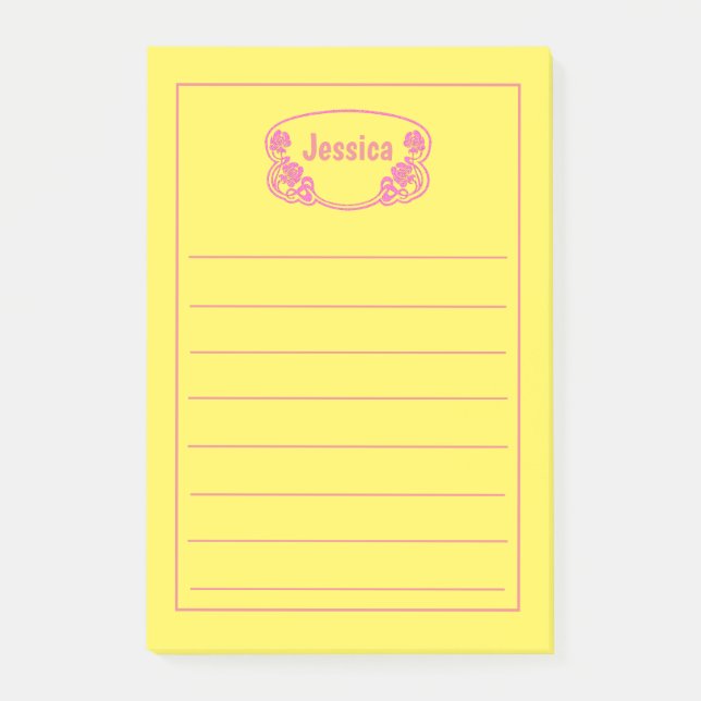 Notes de post-it graphiques encadrées en rose oran (Devant)