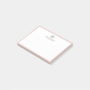 Notes de post-it monogramme minimum pour le client