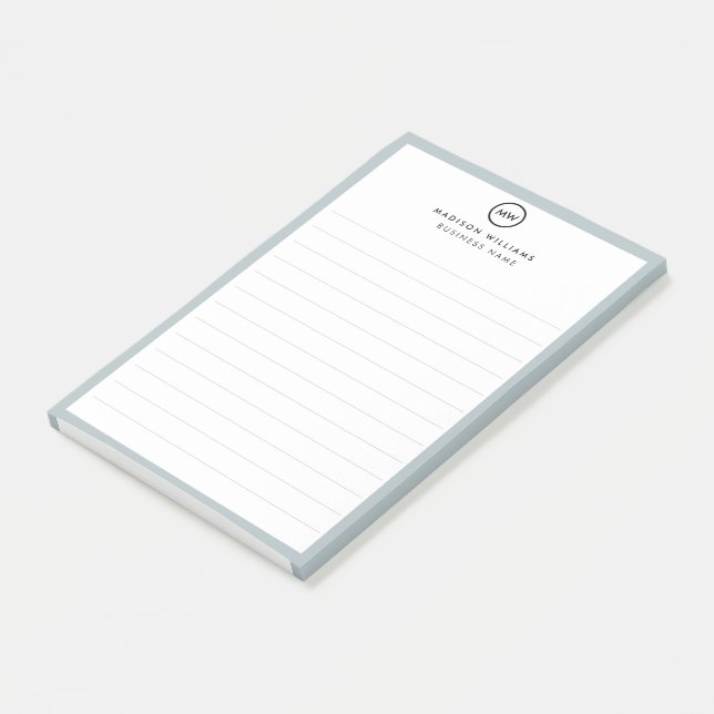 Notes de post-it monogramme minimum pour le client (Incliné)